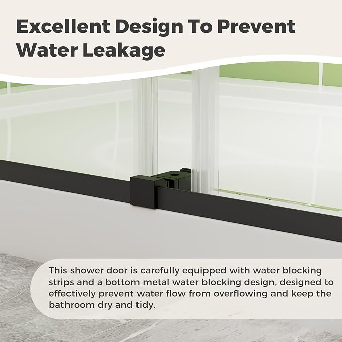 DELAVIN 50-54" W x 72" H Double Sliding Shower Door, Frameless Shower Door - Image 6