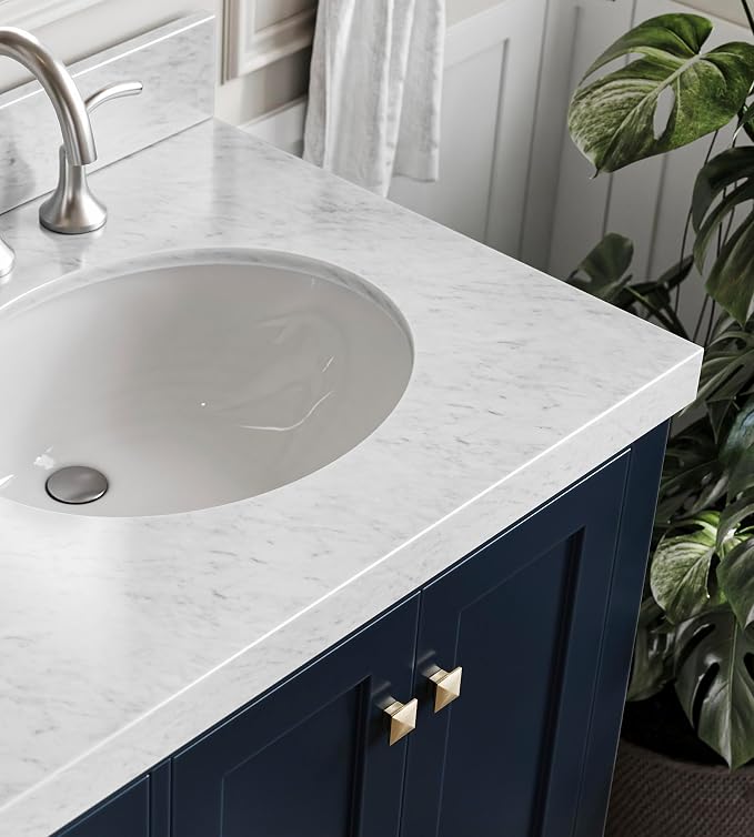 ARIEL Cambridge 60 Inch Midnight Blue Bathroom Vanity Double Sink, Solid Wood - Image 7