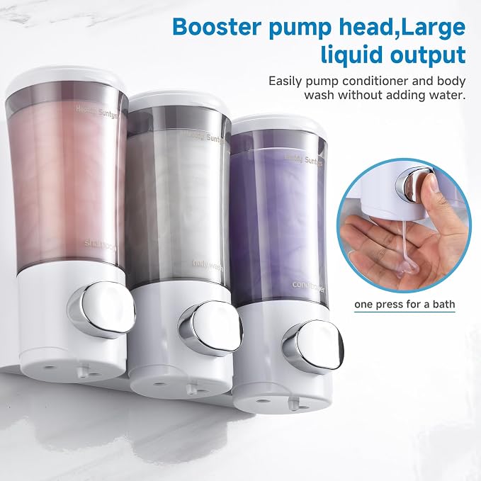 Shampoo and Conditioner Dispenser No Drill Shower Soap Dispenser Wall Mounted - Image 3