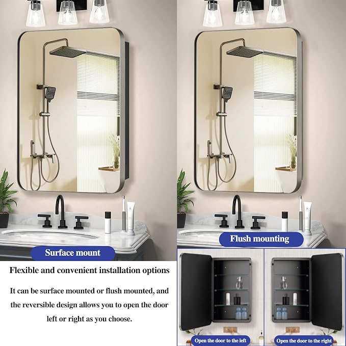 Bathroom Medicine Cabinet, Recessed & Surface Wall Cabinet - Image 3