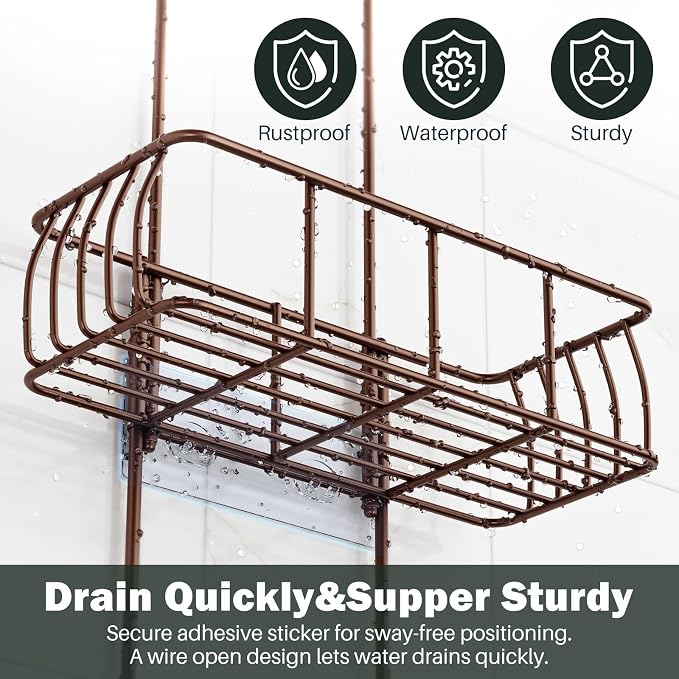 Epicano Shower Caddy Hanging, Anti-Swing Over Head Shower Caddy Rustproof - Image 3