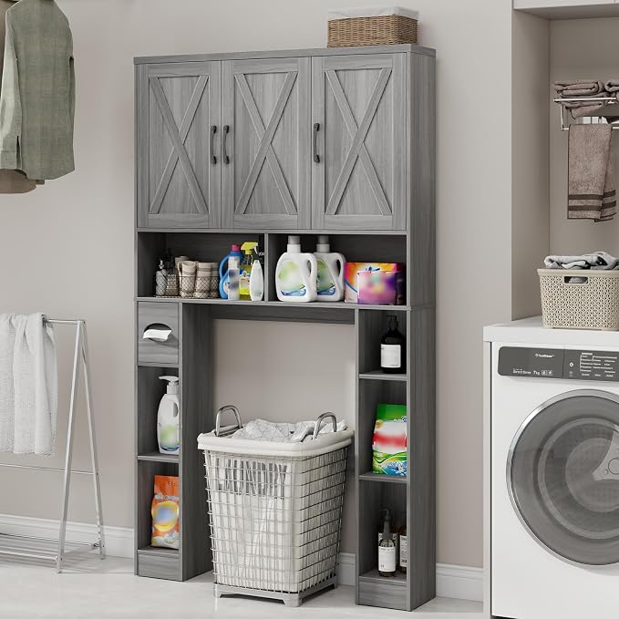 Over The Toilet Storage Cabinet, Farmhouse Toilet Cabinet Rack - Image 5