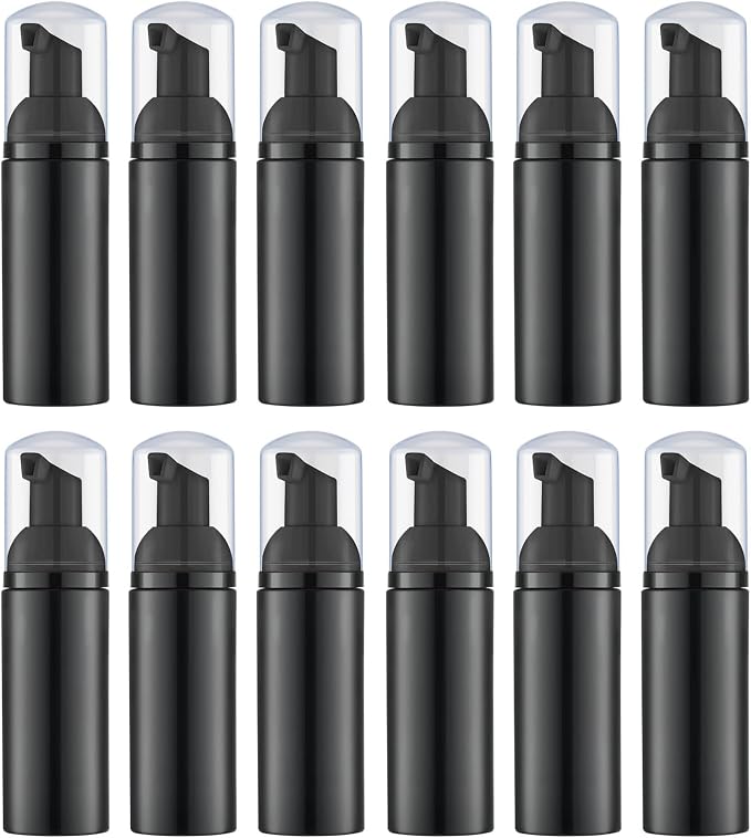 Lil Ray 2 Oz Empty Black Foam Pump Bottle, Foamer Soap Dispenser by LilRay
