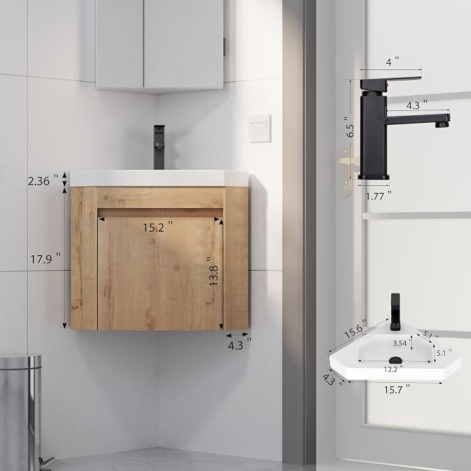 eclife 22" Corner Bathroom Vanity Sink Combo - Image 3