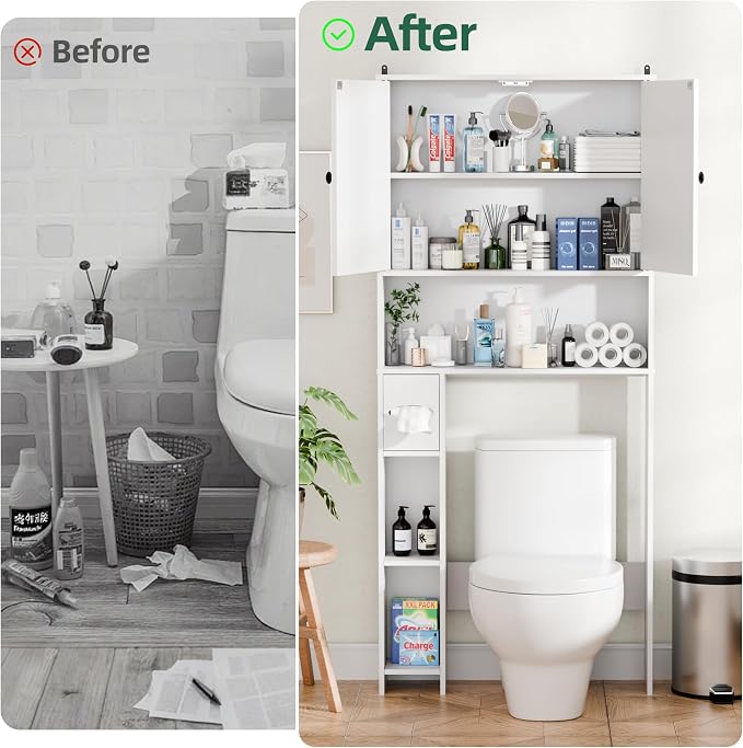 Over The Toilet Storage Cabinet, Freestanding Organizer Toilet Cabinet - Image 4
