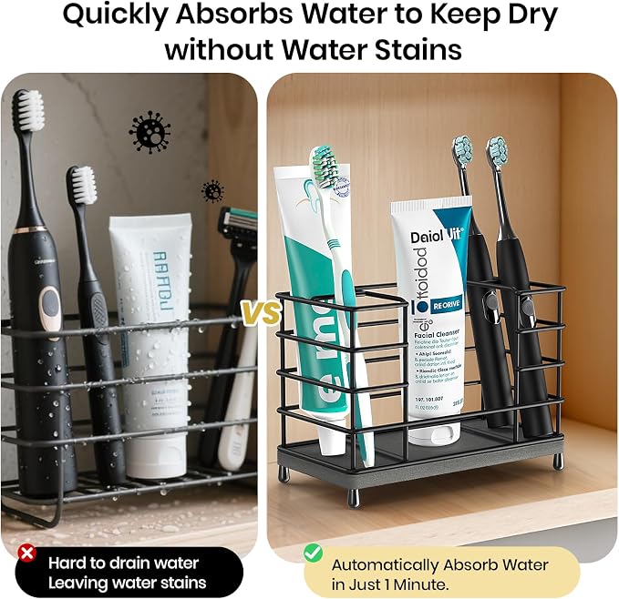 Toothbrush Holder with Quick Drying Mat—Toothbrush and Toothpaste Holders - Image 5