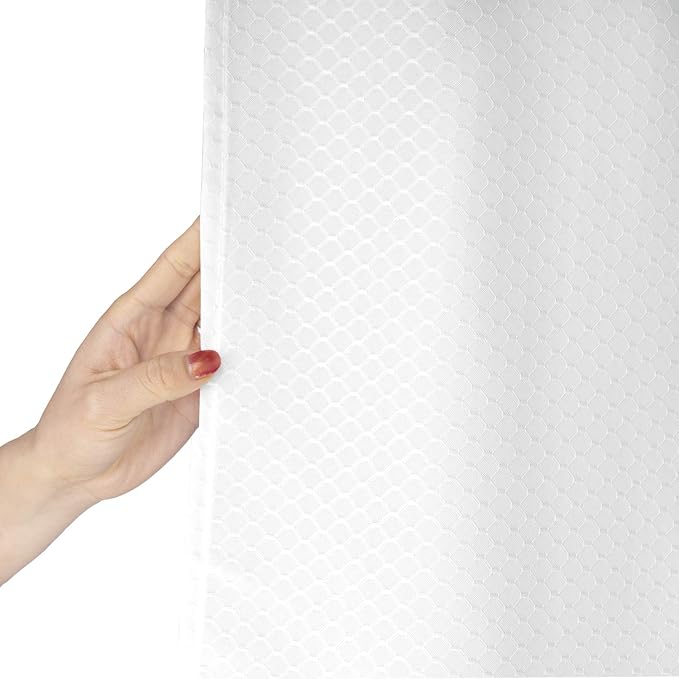 AooHome Heavy Duty Fabric Shower Curtain, Solid White Waffle Weave Bathroom - Image 4
