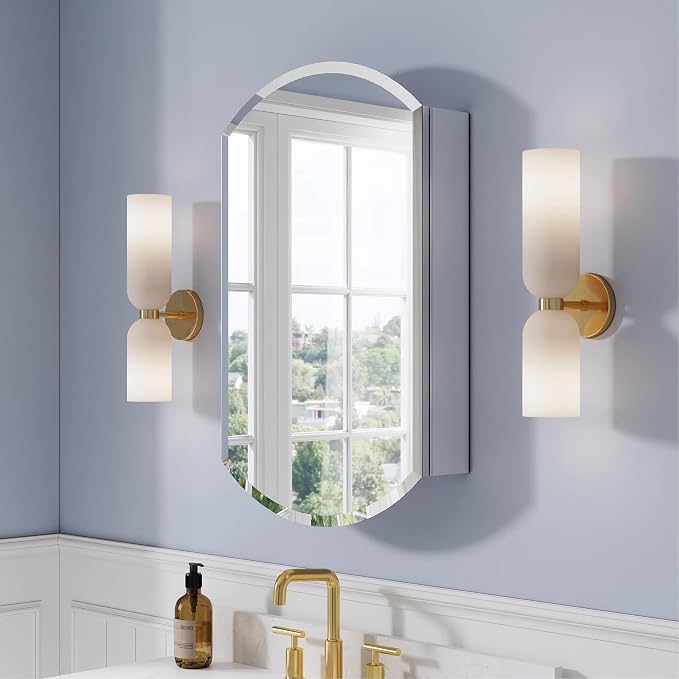 WELLFOR 20" x 32" Bathroom Oval Medicine Cabinet, Beveled Edge Mirror Cabinet by WELLFOR