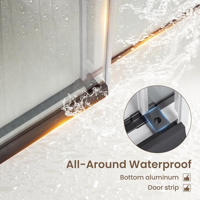 Bathbliss Glass Shower Door 56"-60" Wx60 H, Frameless Sliding Glass Door - Image 3