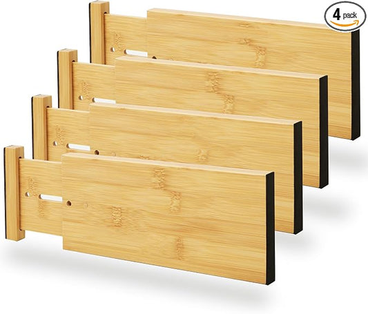 BAMEOS 4" High Bamboo Drawer Dividers by BAMEOS