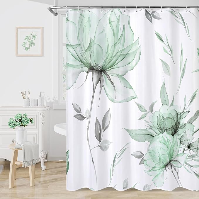 Long Boho Watercolor Floral Shower Curtain 72 x 78, Artistic 78 Inch Long by Decorateyourhome