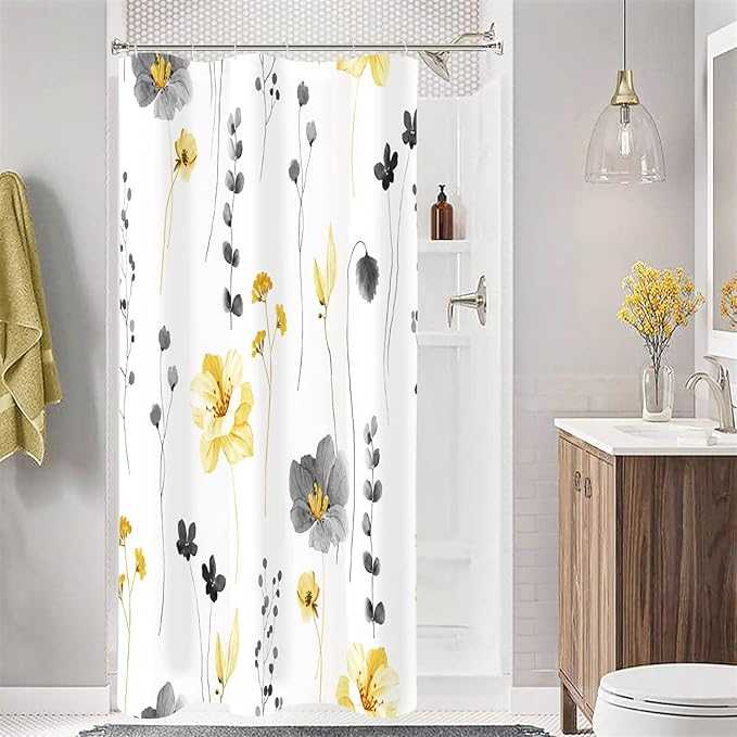 Gibelle Small Stall Shower Curtain 36 x 72, Narrow Half Watercolor Floral by Gibelle