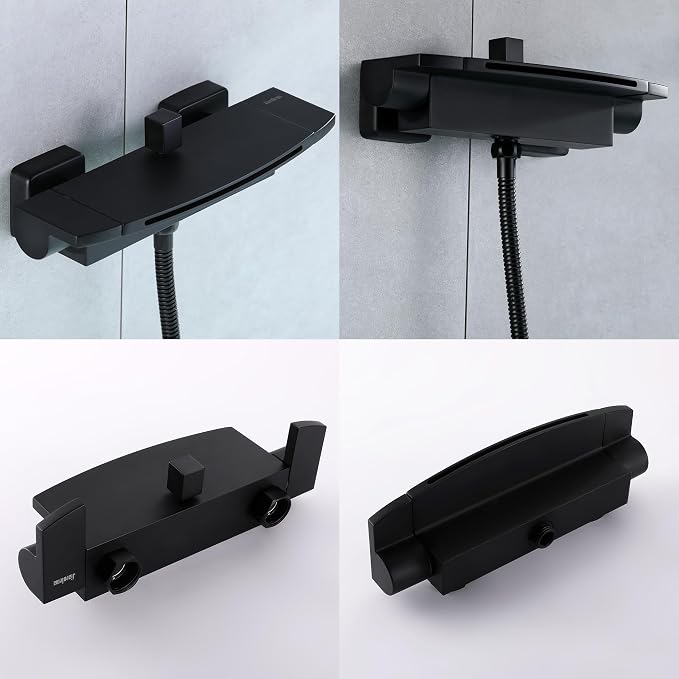 Wall Mount Tub Filler Matte Black Waterfall Tub Faucet - Image 5