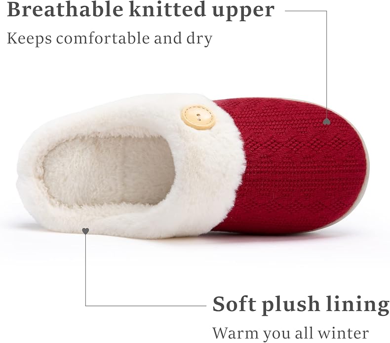 Chantomoo Womens Slipper Warm Comfy Memory Foam House Slippers Knitted Shoes - Image 3
