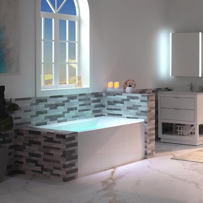WOODBRIDGE 54" Acrylic Rectangular Alcove Soaking Bathtub in White - Image 12