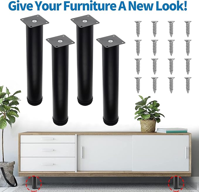 12 Inch Metal Furniture Legs Stainless Steel Adjustable Legs Black Metal Legs - Image 3
