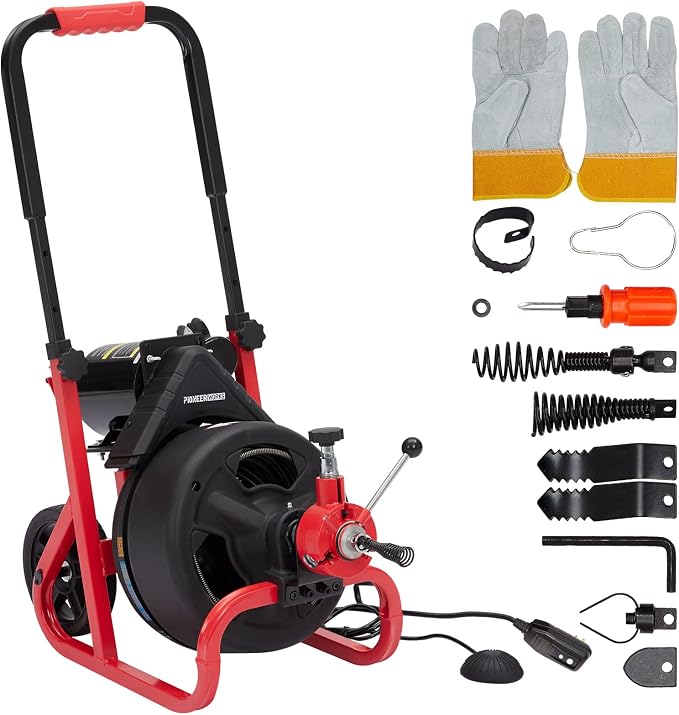 Heavy Duty Electric Drain Cleaner Machine, 100 Ft x 3/8 Inch Sewer Snake - Image 5