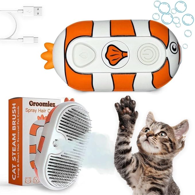 Cat Steam Brush for Shedding – 3-in-1 Grooming Tool by Unknown