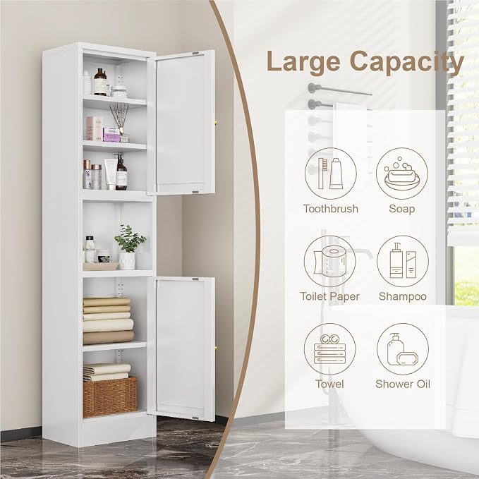 Metal Bathroom Storage Cabinet, Slim Metal Locker - Image 5