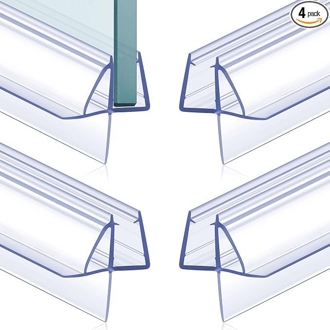 Frienda 4 Pcs Shower Door Bottom Seal 3/8" x 36'' Clear PVC Glass Door Sweep by Frienda