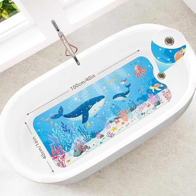 SHUCHING Baby Bath Mat for Tub Non Slip-40 X 16 Inch, Extra Long Kids Bathtub - Image 2