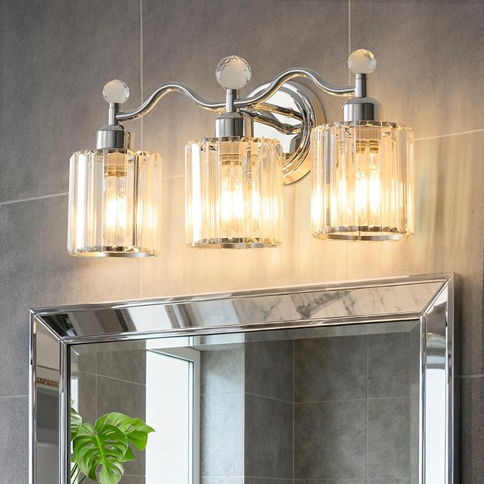 Modern Crystal Bathroom Vanity Light, 3-Lights Bathroom Light Fixtures - Image 8