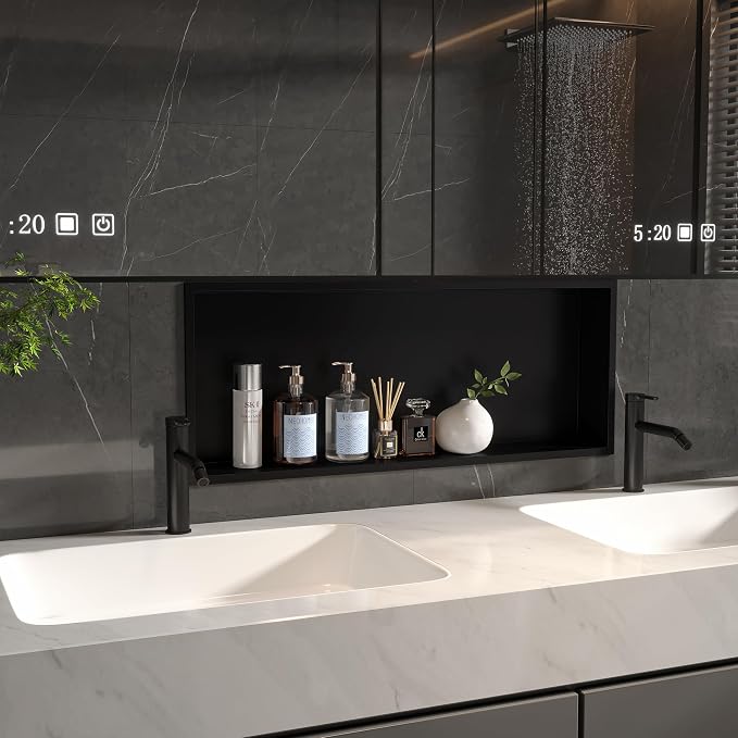 Neodrain 30X12Inch Shower Niche, Matte Black Wall Cubby Stainless Steel Wall - Image 6