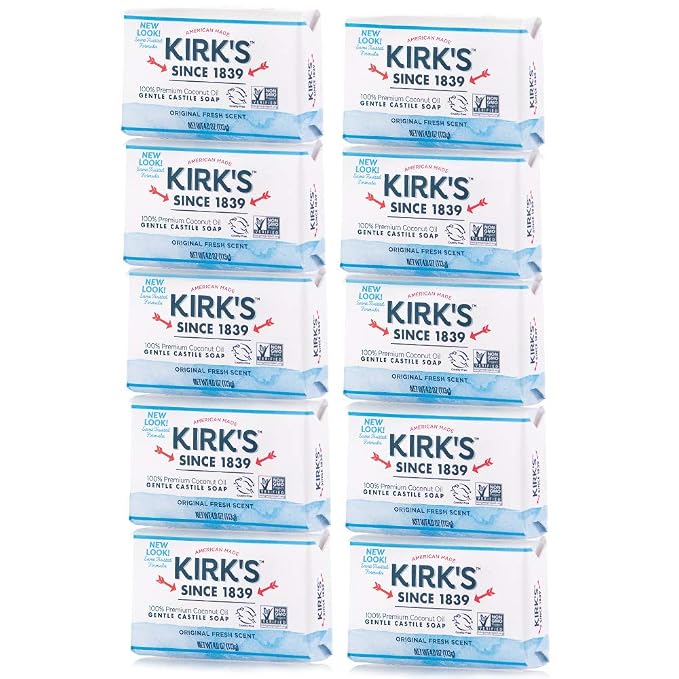 Kirk's Original Coco Castile Bar Soap Original Fresh Scent 4 Ounces by Kirks