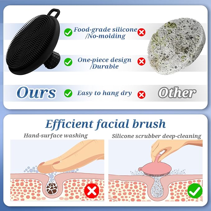Silicone Face & Back Scrubber Set, Manual Face & Body Scrubber Exfoliator - Image 6