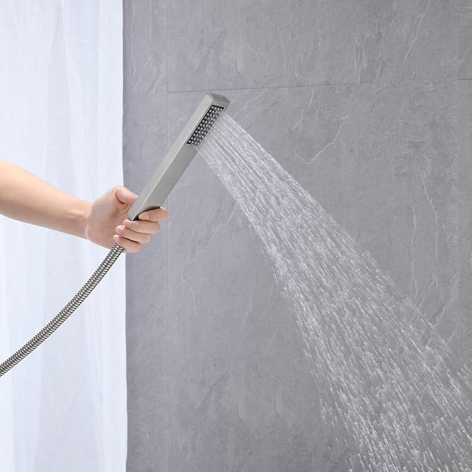 Freestanding Bathtub Faucet Waterfall Tub Filler Brushed Nickel Floor Mount - Image 6
