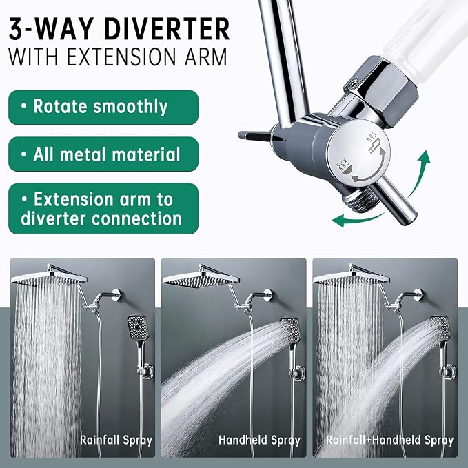 Shower Heads with Handheld Spray Combo, 13 Inches Rain Shower Head with 4 Mode - Image 4