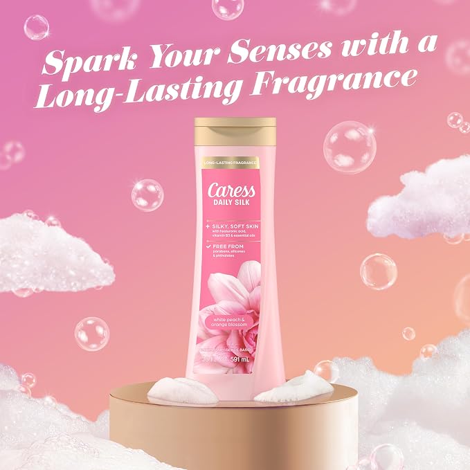 Caress Body Wash for Women, Daily Silk White Peach & Orange Blossom, Shower Gel - Image 6