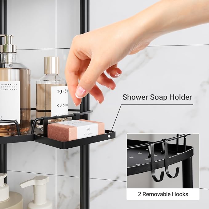 ELYKEN Corner Shower Caddy Standing, 3 Tier Rustproof Metal Shower Organizer - Image 4