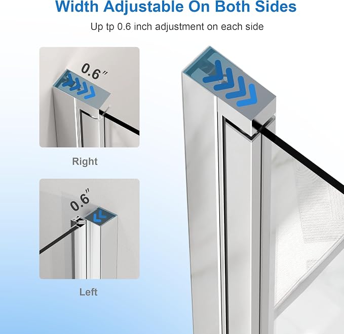 34” x 72” Pivot Shower Door, 1/4 inch Thick Tempered Glass Pivot Swing Shower - Image 6