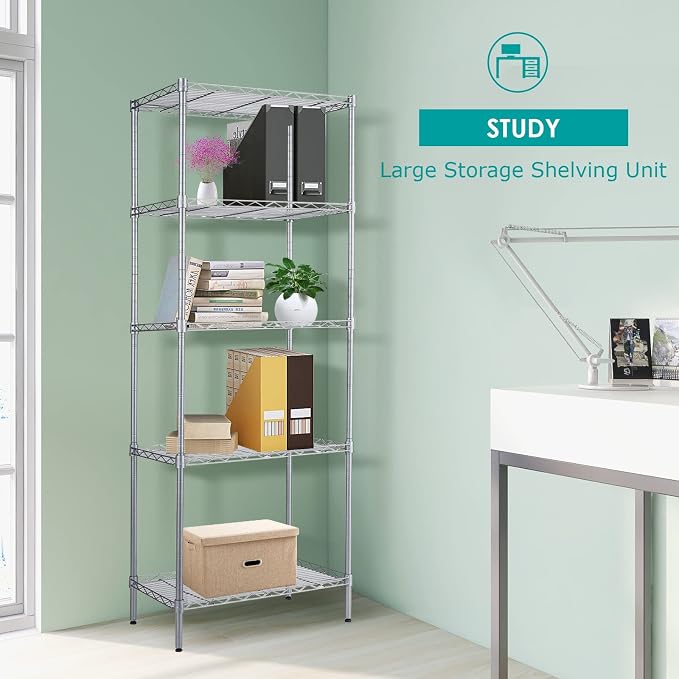 BNSPLY 5 Tier Wire Shelving Unit, Adjustable Wire Rack Shelving, Changeable - Image 5