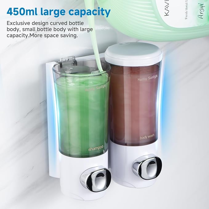 Shampoo and Conditioner Dispenser No Drill Shower Soap Dispenser Wall Mounted - Image 4