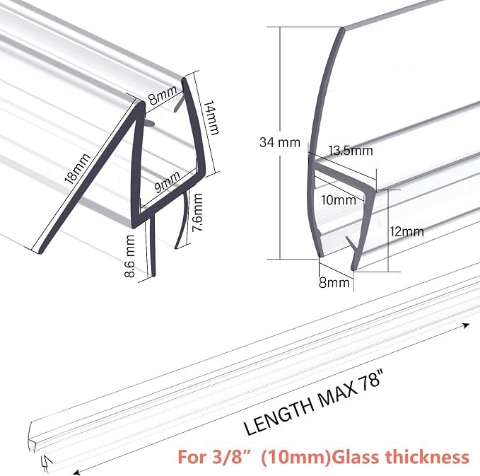 Shower Door Bottom&Side Seal Set 3PCS, to Stop Water Leaks - Image 4