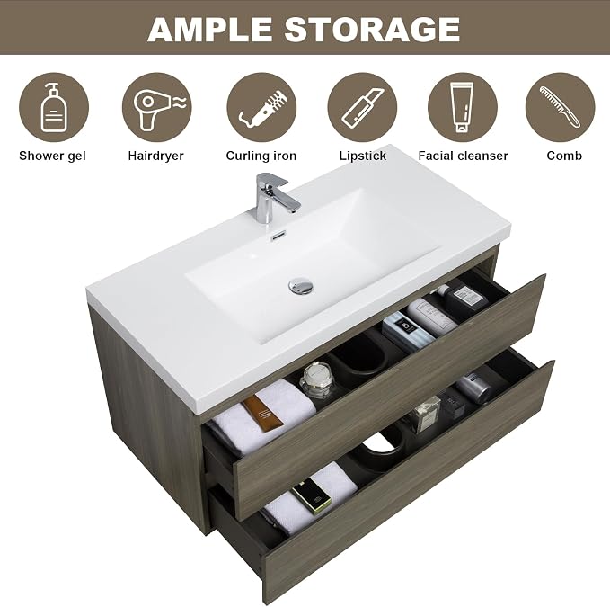 Floating Vanity Bathroom, 42 Inch Bathroom Vanity - Image 5