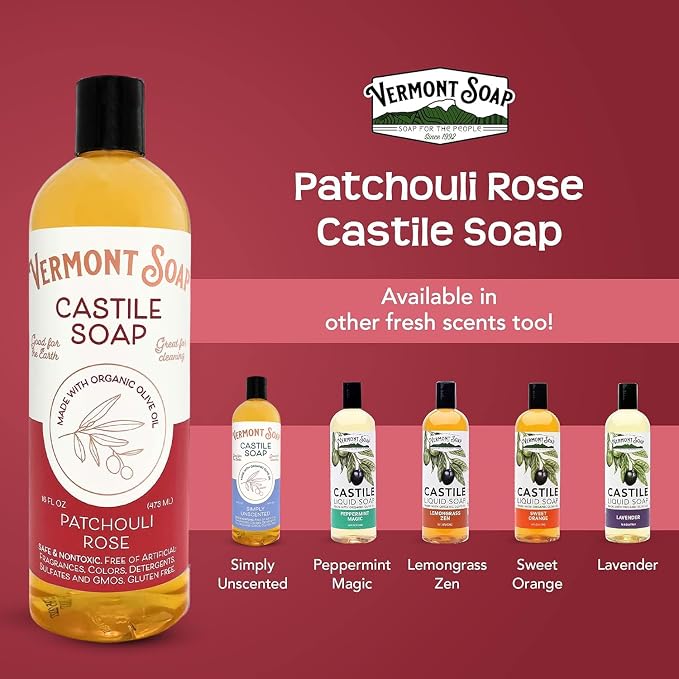 Vermont Castile Soap Patchouli Rose, Gentle Liquid Soap - Image 8