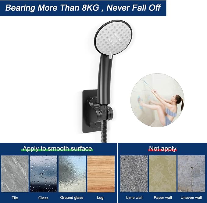 NearMoon Self Adhesive Shower Head Holder-Adjustable Handheld Shower Holder NO - Image 6