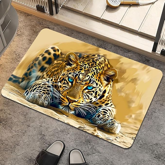 Bath Mat Rug, Beautiful Leopard Non Slip Quick Dry Super Absorbent Thin by ZHUZHISHAN