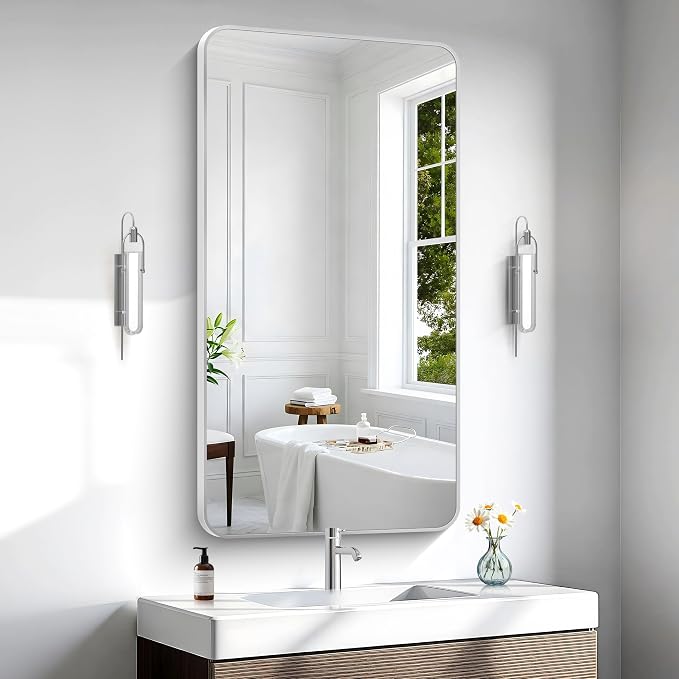 BONEWEI Silver Bathroom Mirror, 24x48 inch Wall Mirror - Image 8