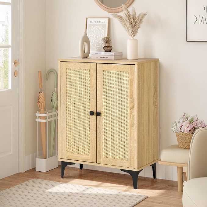 Rattan 4-Door Buffet Sideboard Storage Cabinet - Image 7
