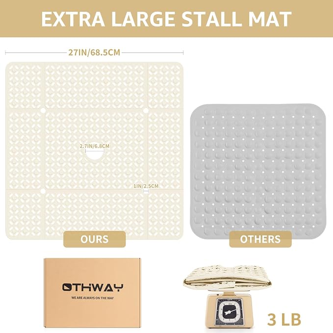 OTHWAY Square Shower Mat, TPE Anti Slip Shower mat - Image 4