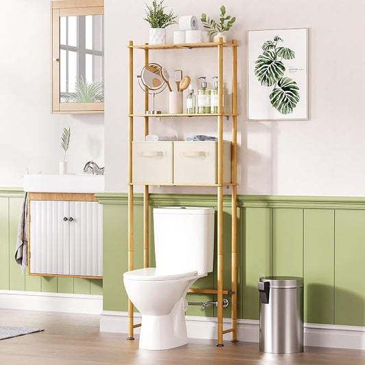 AmazerBath Over The Toilet Storage Bamboo, 3-Tier Over Toilet Organizer Rack by AmazerBath