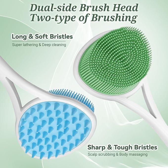 Silicone Back Body Face Scrubbers Set 4PCS, 15.35’’ Back Scrubber Soft Body - Image 7