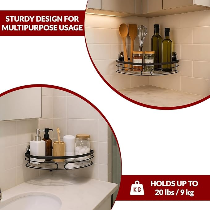 2-Pack Corner Shower Caddy – Rust-Resistant Wall-Mounted Bathroom Organizer - Image 6