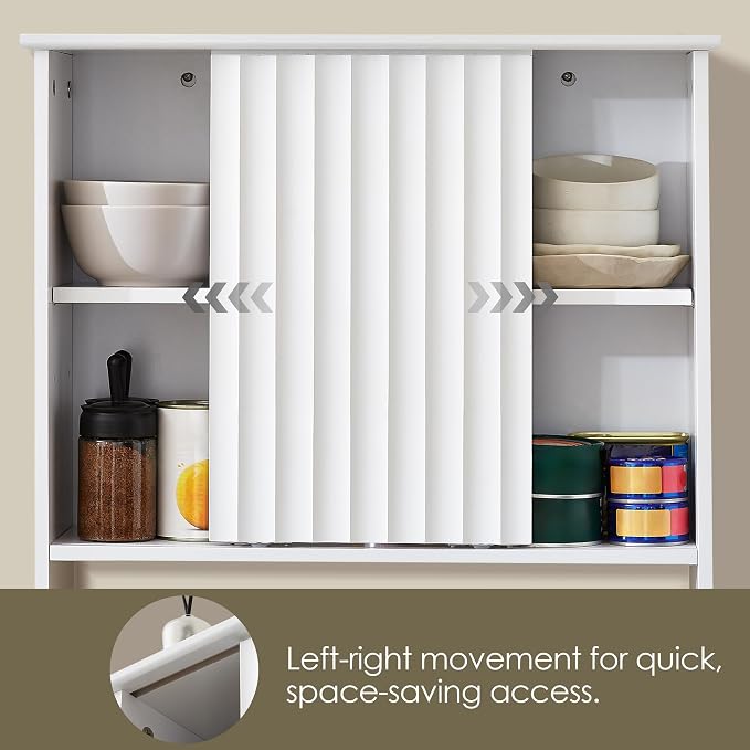 22.5 x 23.5 inch Bathroom Wall Cabinet, Medicine Cabinet Wall Mounted w/Fluted - Image 4