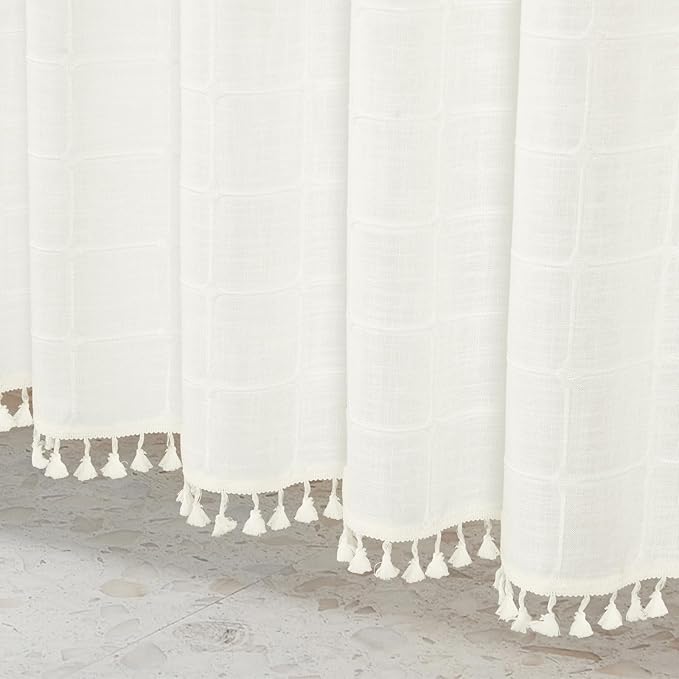MitoVilla No Hooks Needed Boho Farmhouse Shower Curtain - Image 5
