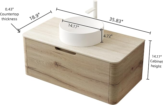 Yayzy 36” Floating Bathroom Vanity - Image 2